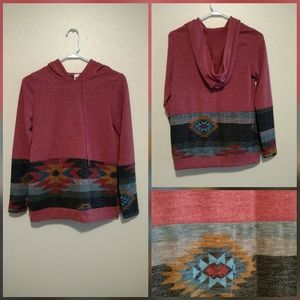 7th Ray Mauve Western Style Hoodie w/ thumb holes